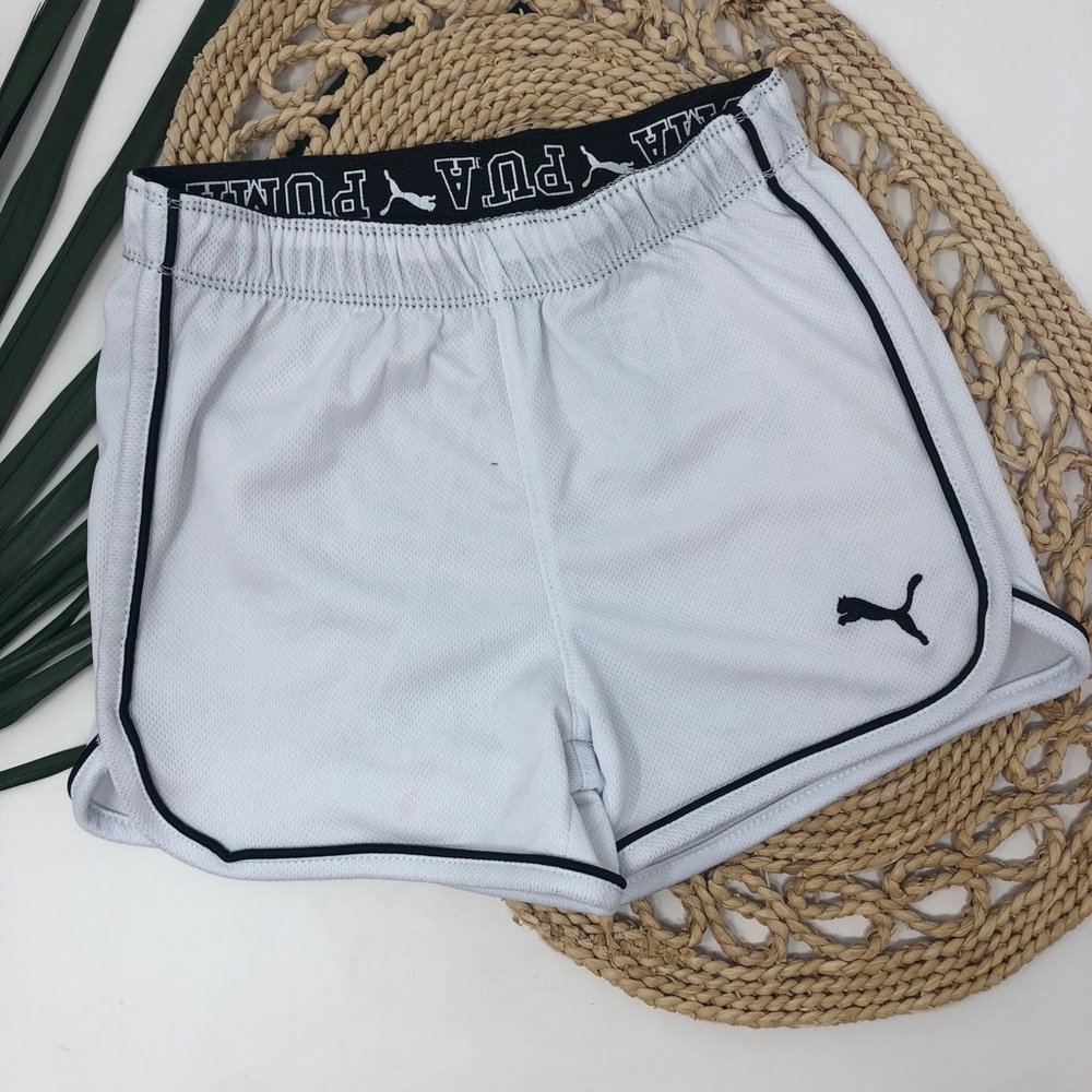 PUMA Girls Athletic Shorts White Black Size Small